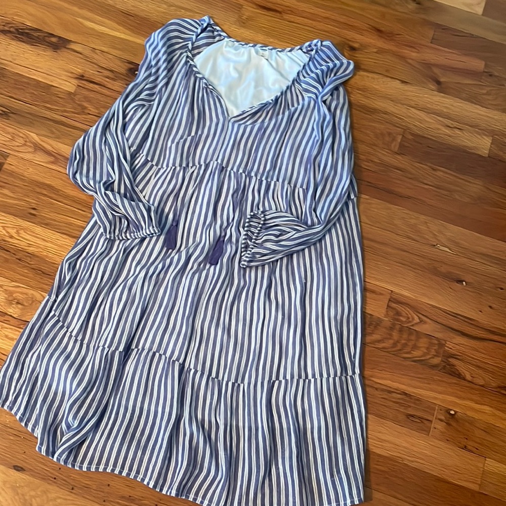 Blue and white dress